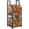 Relaxdays Scaffale per Legna da ardere Relaxdays, 2 Ripiani, Metallo, 81,5 x 34,5 x 30,5 cm, Interno, Nero