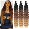 Samtress Ocean Wave Crochet Hair 3 confezioni Deep Twist Crochet Hair 18 Inch Deep Wave Curly Braiding Hair Extension sintetiche Curly Crochet Braids for Women (#1B3027)