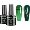 Senvenski Verde Jelly Smalto Semipermanente per Unghie Kit Puro Turchese Magnetico Occhi di Gatto Trasparente Cristallo Gel Colore UV LED Vernice Manicure Nail Art Regalo (CS2-010)