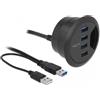 DeLOCK 62868 hub di interfaccia USB 3.2 Gen 1 [3.1 Gen 1] Type-A 5000 Mbit/s Nero (Delock In-Desk Hub - hub - 4 porte)