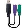 Nanocable 10.03.0101 cavo PS/2 0,15 m 2x 6-p Mini-DIN USB A Nero