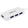 STARTECH Hub portatile mini USB 3.0 SuperSpeed a 4 porte - Perno e concentratore per Ultrabook USB 3.0 con cavo integrato - Bianco