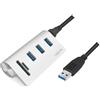 LogiLink CR0045 hub di interfaccia USB 3.2 Gen 1 [3.1 Gen 1] Type-A 5000 Mbit/s Argento (LogiLink USB 3.0 3-port hub with card