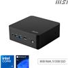 MSI Cubi NUC 1M i3 100U FS 8GB 512GB W11P Intel Core 3 DDR5-SDRAM SSD Windows 11 Pro Mini PC Nero (Cubi NUC 1M 14th Gen i3 100U