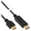 Inline - Video / Cavo audio - DisplayPort / HDMI - DisplayPort (M) - TO - HDMI, 19 -PIN (M) - 3,0m - (DisplayPort 1.1) - Black