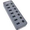 InLine Hub USB 3.0 - 7 porte - con interruttore - alluminio - grigio - con alimentatore