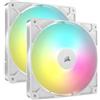 Corsair RS140 ARGB Case per computer Ventilatore 14 cm Bianco 2 pz (Corsair RS140 ARGB PWM 14cm Case Fans 2 Pack Magnetic Dome