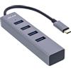 InLine Multi Hub USB-C 3.2 4x USB-A 5Gb-s - OTG - Custodia in alluminio