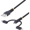 StarTech.com Cavo di Ricarica USB robusto da 1m Da USB a Lightning/Micro-USB/Tipo-C certificato Apple MFi rivestimento in arami