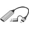 Mediamondo Sandberg 136-70 cavo e adattatore video HDMI tipo A (Standard) USB Type-A + USB Type-C Grigio