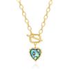 KOOUNUATA Collana con Pendente a Cuore in Madreperla Abalone Placcata Oro 18K Collana a Catena Ovale con Chiusura Frontale Gioiello Fatto a Mano per Donne 18.5"