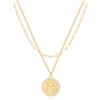 KOOUNUATA Collana con Medaglione Leone in Oro 18K Testa di Leone in 3D Catena Paper Clip Cuban Choker Set di Collane da Sovrapporre per Donne Cerchio Rotondo Disco Gioielli Statement 18"