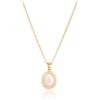 KOOUNUATA Collana con Pendente in Madreperla per Donna Catenina in Oro 18k Ciondolo Ovale in Conchiglia Gioiello Minimalista per Sovrapposizione 16"