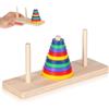 NUOBESTY **Gioco di Logica in Legno Colorato, Puzzle della Torre di Hanoi, Puzzle Logica con 10 Anelli, Gioco di Impilamento per Adulti E Adolescenti, 7.48 X 2.36 X 2.87