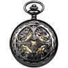 TREEWETO Orologio da tasca meccanico da uomo in bronzo antico/nero Steampunk con cassa in rame scheletrato per uomo, Nero