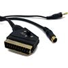 eXODA S-Video Klinke 3,5mm Stecker a Scart Stecker 3m cavo con interruttore IN OUT per PC notebook per collegare a monitor TV o proiettore segnale sicuro nero