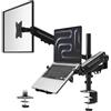 PUTORSEN Supporto Monitor Braccio con Vassoio per Laptop, Regolabile Supporto per Notebook per Schermi LED LCD da 17 a 35 Pollici o Notebook Fino a 18 Pollici, Peso 9 kg,2 Tipi di Installazione