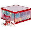 Relaxdays Scatola per Palline di Natale Relaxdays, 32 Palline, HxLxP: 18x36x36 cm, plastica, Cartone, Scatola Trasparente/Rossa