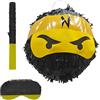 Relaxdays Piñata Ninja con Bastone e Maschera, Ø 25 cm, Nera, per Feste e Compleanni
