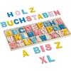Relaxdays Lettere in Legno, Set da 104 Letterine Maiuscole da A-Z per Bricolage e Lavoretti, H: 5 cm, Deco, Multicolore