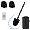 Relaxdays Scopino Bagno WC, Portascopino da Parete, Spazzola Piatta Antibatterica con Contenitore, Set Toilette, Nero, 40,5 x 9 x 10 cm