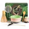 Torven Set Matcha per principianti, 7 pezzi, composto da ciotola per matcha, frullino, cucchiaio, setaccio, porta frullino, supporto per frullino, set per tè matcha fatto a mano (colore matcha)