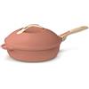 COOKUT - La Fabuleuse Padella 8-in-1 - Un unico utensile che sostituisce padella, pentola, sautè, casseruola - Con 2 manici rimovibili, cestello per vapore/frittura, spatola in legno - Peonia