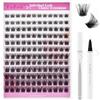 FADLASH Estensioni singole ciglia, 120 pezzi, con eyeliner bianco, ciglia 40D 0.07 D, ricciolo 8-16 mm, vassoi misti, ciglia fai da te, diverse forme