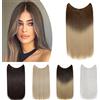 SEGO Extension Capelli Lisci Mossi con Filo Invisibile 50cm # Castano Chiaro mix Biondo Scuro - Posticci per Donna senza Clip Natural Hair di Nuova Tecnologia Fascia Unica 90g