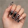 XETHI 24 Pezzi Lunghe Unghie Finte Quadrate | Leopardate Marroni Press on Nails | Unghie Adesive con Punta Francese Sfumata e Strass | Unghie Press on Professionali per Feste di Halloween in Stile Gotico