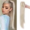 S-noilite Naturale Estensione Micro Ondulato Coda di Cavallo Claw on Ponytail Extension Capelli Veri Clip Parrucchino Ombre Posticci Donne 55cm Riccio Candeggina bionda