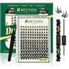 Keyyoulash, kit fai da te per extension per ciglia, 144 pezzi, 8-18 MIX, kit di extension per ciglia con colla e guarnizione, rimozione e applicatori, per extension fai da te a casa (KY08)