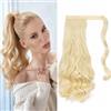 Gairyan 50cm Coda Capelli Extension Coda di Cavallo Mossi Posticci per Capelli Wrap Around Ponytail Extension Finta Estensione Sintetici Ondulati Ricci Lunghi per Donna, Bleach Blonde