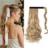 Gairyan 50cm Coda Capelli Extension Coda di Cavallo Mossi Posticci per Capelli Wrap Around Ponytail Extension Finta Estensione Sintetici Ondulati Ricci Lunghi per Donna, Sandy Blonde&Bleach Blonde