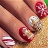 Viugex 24 Pezzi Unghie Finte Natale corte quadrate, Rosso Francese Unghie False, Uomo di Zenzero Fiocchi di Neve Acrilico Press on Nails, Copertura Completa Punte per Unghie per Donne e Ragazze