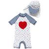 BONVERANO Costume Intero Neonato Manica Corta neonata Protezione UV 50+ (Rosso-Rosso,6-9mesi)…