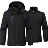 YSENTO Giacca da sci invernale da donna, 3 in 1, impermeabile, antivento, calda, funzionale, in softshell, con cappuccio rimovibile, Nero , XL