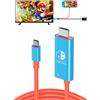 JINGDU USB Type C to HDMI Cavo Adattatore per TV per Switch/OLED only, Cavo di Conversione USB Type C 3 in 1 ad Alta Velocità 4K HDMI, Supporto TV/Steam Deck/Laptop/PC, 2m Rosso e Blu