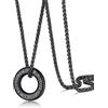 Richsteel Möbius Collana Runa Vichinga Collana Uomo Acciaio Amuleto Vichingo Corda di Cuoio Pelle Catenina Impermeabile Non Scolorisce Regalo Uomo Compleanno