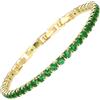 RIZILIA Bracciale Tennis Statement per Donna con Zirconi 4mm Taglio Brillante Smeraldo Simulato Verde in Placcato Oro Giallo 14K, Base 16,5cm + Estensori 1,5/2,5cm fino a 18-19cm, Confezione Regalo