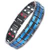 MagEnergy Braccialetti magnetici da uomo in acciaio al titanio, 4 elementi, doppia fila ultra resistenti, magnetici, con strumento di rimozione delle maglie regolabili, confezione regalo (due blu-4)