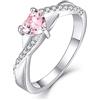 YL Anello di Fidanzamento Cuore Argento 925 con Ottobre Pietra Portafortuna Zirconia Cubica Rosa Anello solitario Infinito anello Nuziale per Donna Sposa(Taglia20)