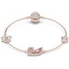Swarovski Braccialetto Dazzling Swan, Chiusura magnetica, Cigno, Rosa, Placcato color oro rosa
