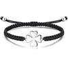 Jrêveinfini Quadrifoglio Bracciale Donna Argento 925, Bracciale Portafortuna Bambina Ragazza, Bracciale Mamma Corda Amicizia, Regalo Natale Compleanno Donna Bambina