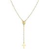 Bling Jewelry Ciondolo Delicato Di Perle Bianche Simulato Della Vergine Maria Con Rosario E Croce In Oro 18K Per Donne Adolescenti