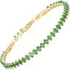 RIZILIA Bracciale Tennis Minimalista Donna Oro Giallo 14K con Smeraldo Simulato Zirconia Cubica Taglio Marquise 2mm Regolabile 16,5-19cm Gioiello Statement Elegante Idea Regalo Confezionata