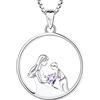 YL Collana Madre e Figlio 925 Argento tagliato Giugno Pietra portafortuna Alessandrite Collana con Ciondolo Regali per Donne Mamma, 45-48 CM