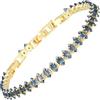 RIZILIA Bracciale Tennis Statement Donna Zaffiro Blu Simulato Taglio Marquise 3mm Placcato Oro Giallo 14K, Base 16,5cm + Estensori 1,5/2,5cm fino a 18-19cm, Confezione Regalo
