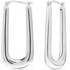LeCalla Orecchini Chunky Hoop in argento sterling 925, per donne, grandi orecchini a forma di rettangolo, realizzati a mano, classico, ovale, testurizzati, con chiusura a scatto, Groß, Argento