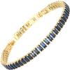 RIZILIA Bracciale Tennis Statement Donna Zaffiro Blu Simulato 3mm Taglio Princess Rettangolare Placcato Oro Giallo 14K Regolabile 16,5-19cm